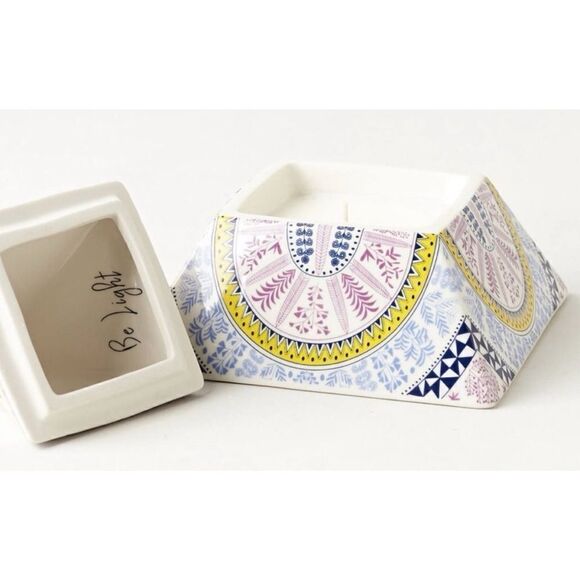 Anthropologie Mara Hoffman Ceramic Candle~ Eye Catching Pyramid~ Sandlewood Teak - Picture 3 of 9